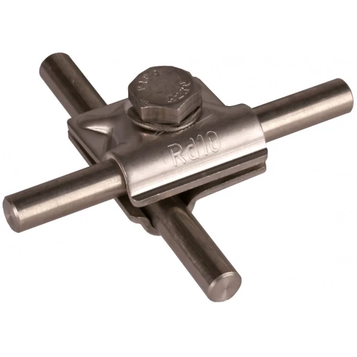 Dehn Mv clamp stst f.rd 10mm with hexagong screw and spring washer