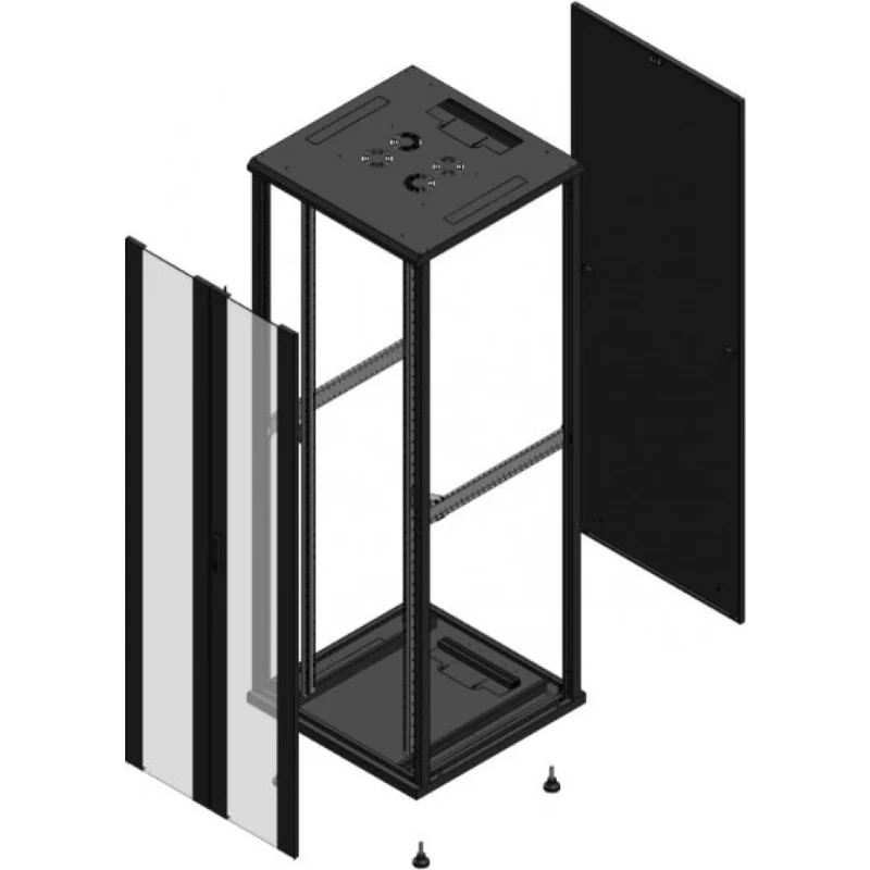 Gigamedia Vloer patchkast AV dubbel VER PAR EX 19" 47HE 800x800mm Zwart GGM 704788PVDPAREX