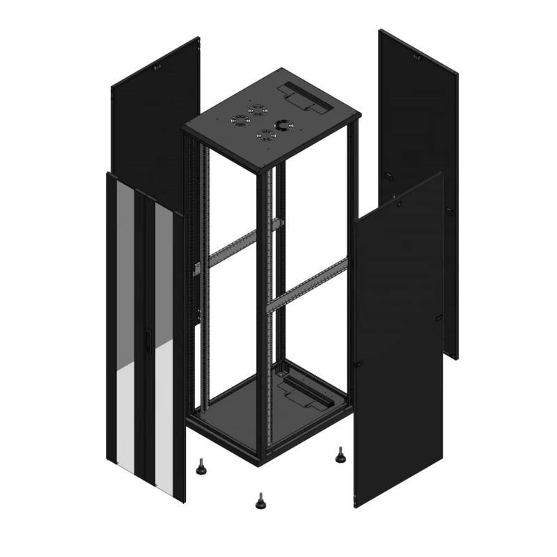 Gigamedia Vloer patchkast AV dubbel VER PAR 19" 42HE 600x800mm Zwart GGM 704268PVDPAR