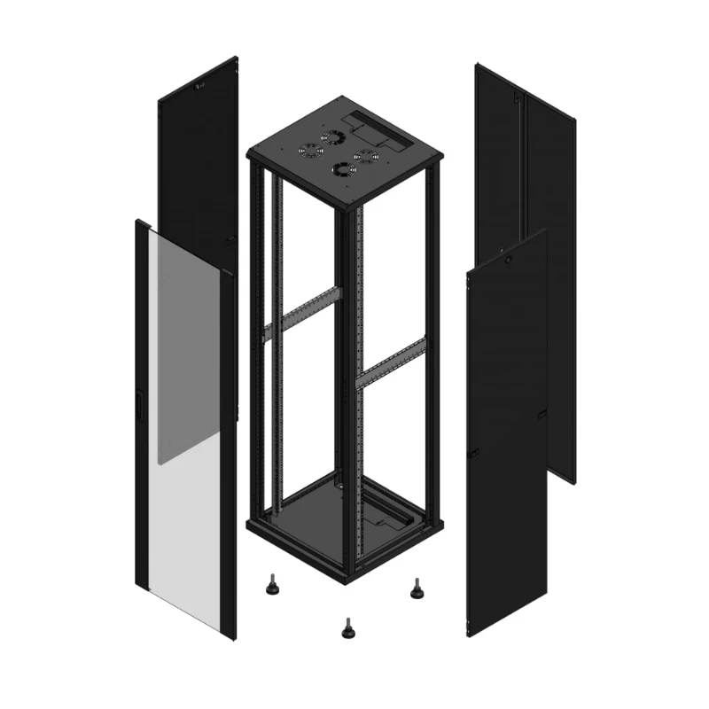 Gigamedia Vloer patchkast AV enkel VER AR dubbel TOL 19" 42HE 600x600mm Zwart GGM 704266PVSPTD
