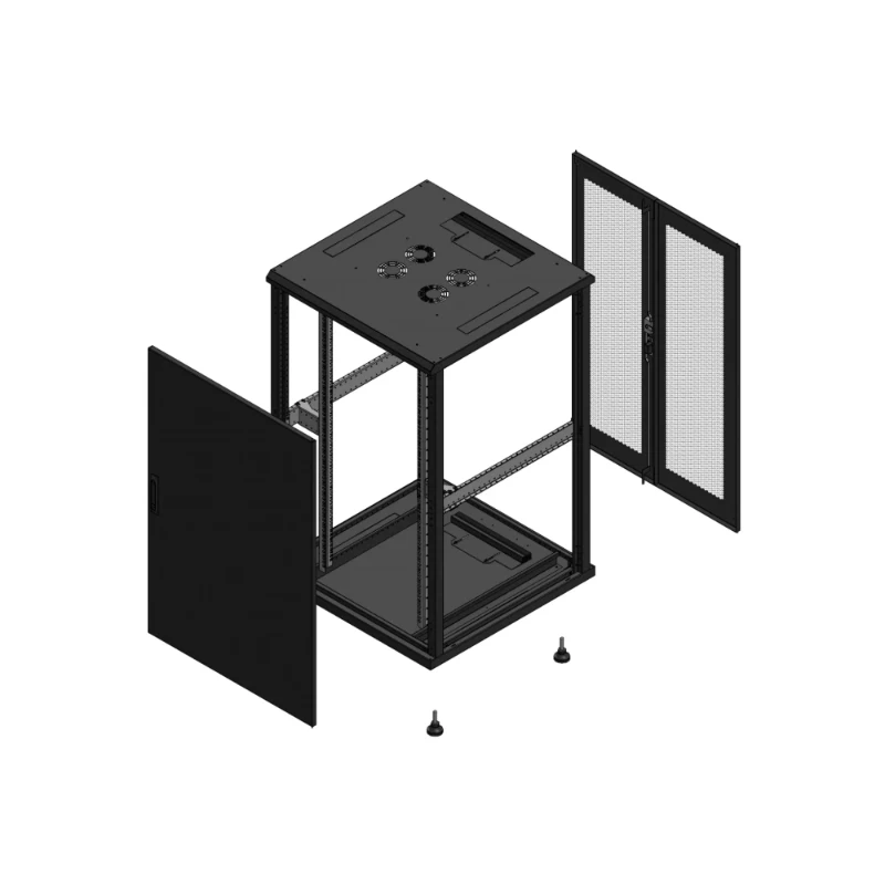Gigamedia Vloer patchkast AV enkel TOL AR dubbel PER EX 19" 26HE 800x800mm Zwart GGM 702688PTSPPDEX