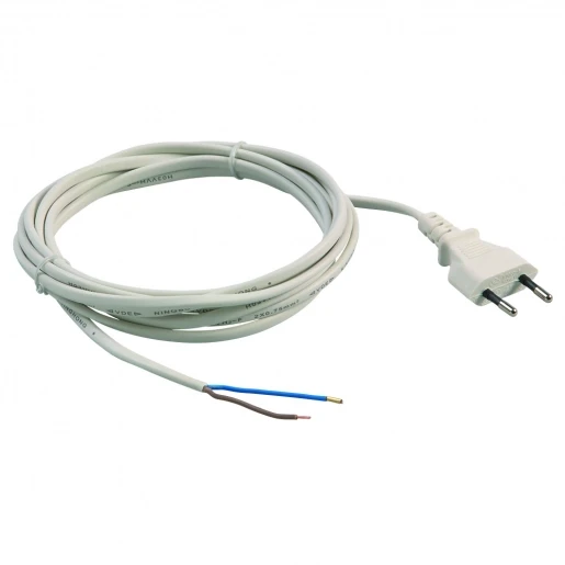 Bizline Aansluitleiding Netsnoer 3m 2x0,75mm2 wit Euro 2,5A/230V