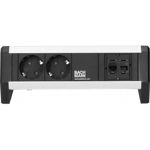 OCS Desk 1 - 2x 230V RA + 2x Cat6U - 1m GST - incl. klem = 50 mm - zwart & alu
