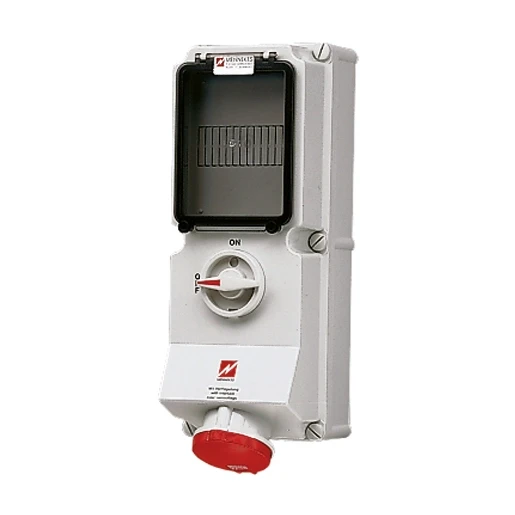 Mennekes Wandcontactdoos 32A 4P 6H 400V IP44 DUO met rail
