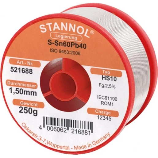 Stannol HS10 Soldeertin S-SN60PB40 521688 250g 1.5mm 99040527