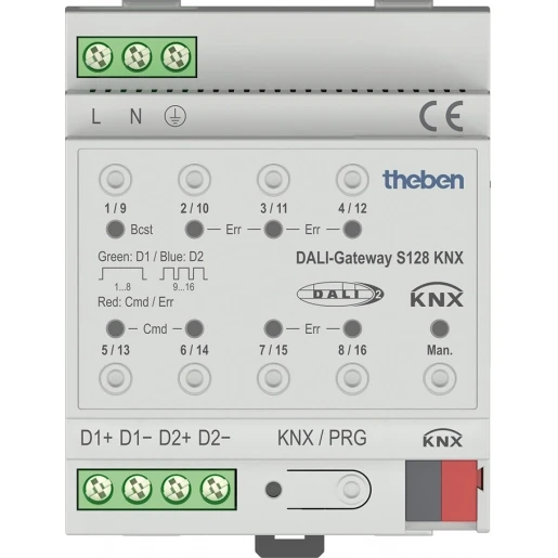 Theben DALI-gateway KNX basic S128 2 kanaals 2x64 DALI drivers (DALI-GATEWAY S128 KNX)