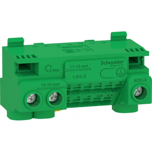 Schneider Electric EARTH SCREWLESS TERMINL BLOK 14 HOLES (3x25+11x4) + JUMPER