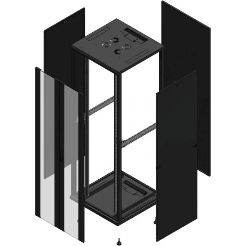 Gigamedia Vloer patchkast AV dubbel VER PAR 19" 47HE 800x800mm Zwart GGM 704788PVDPAR