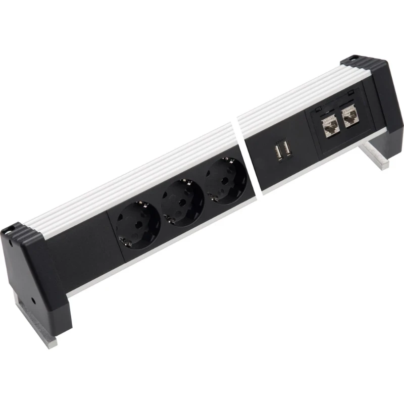 Martin Kaiser Bureau aansluitunit 5-v ra 2-v CAT 6 2-v USB stekerbaar alu/zwart