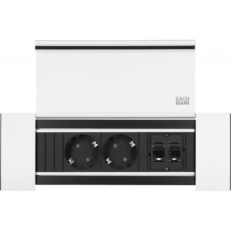 OCS Power Frame 2x 230V RA + 2x Cat6U b/b- 0,2m GST cover alu