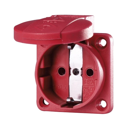Mennekes Schuko wandcontactdoos inbouw a 50 x 50 mm 230V 16A IP54 rood 11033