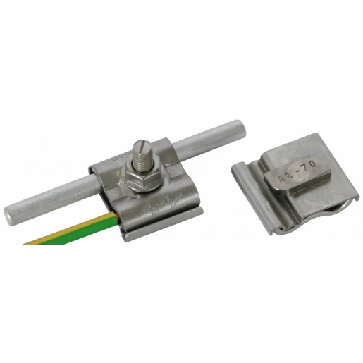 Dehn Uni earthing clamp stst f.rd 8-10mm a.cond.4-50mm² w.m8 screw and