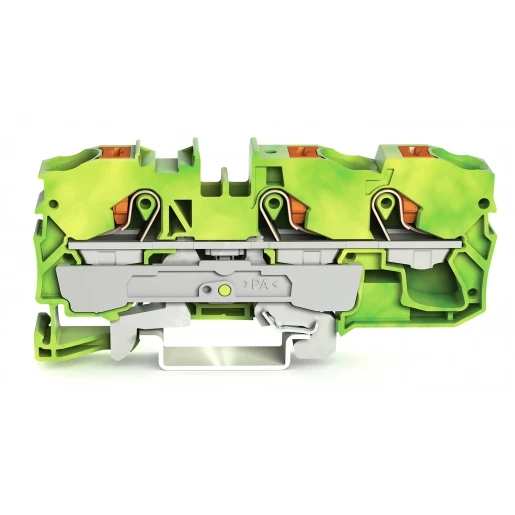 Wago 3-draads aardklem Met drukknop 10 mm² groen-geel