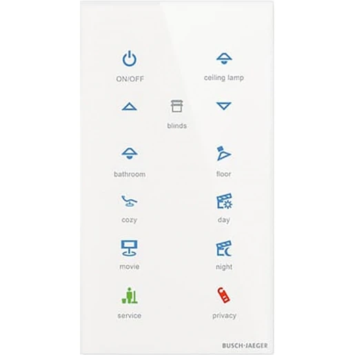 ABB Busch-Jaeger I-bus KNX Glas aanraaksensor KNX 12-voudig wit met tekstv IP20 2CKA006300A1563