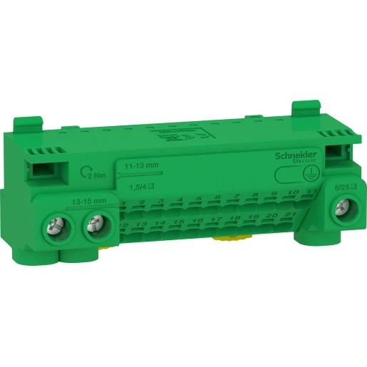 Schneider Electric EARTH SCREWLESS TERMINL BLOK 14 HOLES (3x25+11x4) + JUMPER