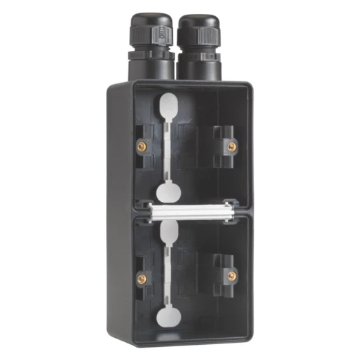 Niko New Hydro Opbouwdoos 2 ingangen 2-voudig zwart Verticaal 761-84252