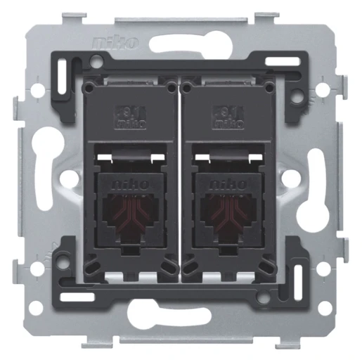 Niko Inbouwraam RJ11 UTP Modular-Jack Basiselement met adapterplaat 2 connectoren Zonder label 170-75214