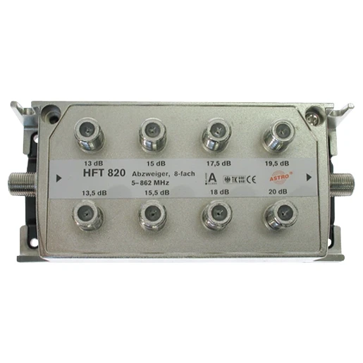 Astro Multi-tap 8-voudig 13-20db aftakdemping retourgeschikt met f-aans.