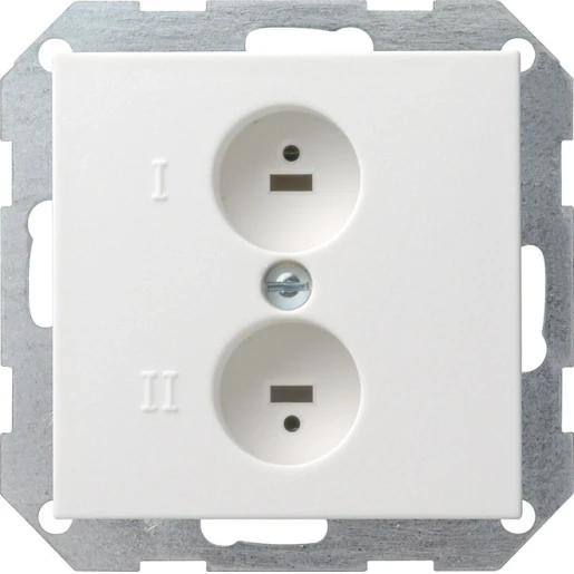 Gira System 55 wandcontactdoos mat Luidsprekeraansluiting Basiselement met centrale afdekplaat Zonder label wit 040227