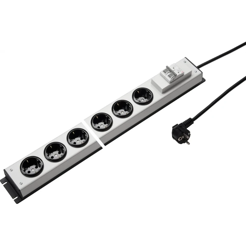 Martin Kaiser Contactdooscombinatie grijs-zwart 8RA 16A IP20 snoer 3m 1036ZL8L-SW3