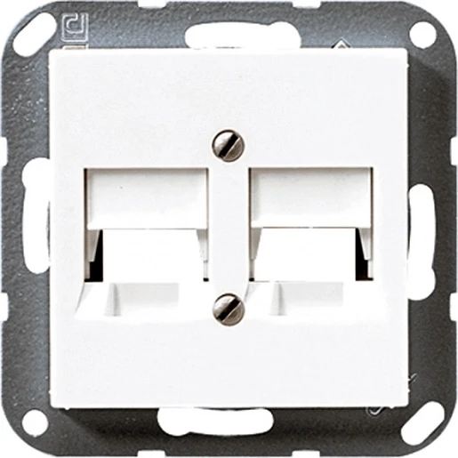 Jung AS/A range centraalplaat lexcom a(s)500 Modular-Jack 2 connectoren Zonder label wit A569-2NLEXWW