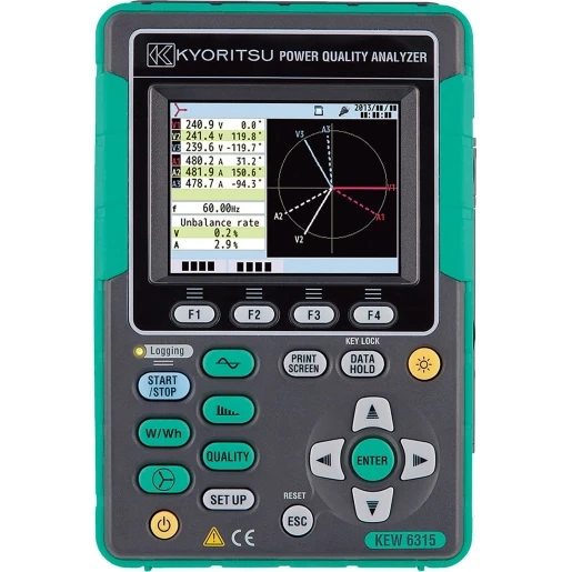 Kyoritsu 3-fase power kwaliteit analyzer + software en koffer 0 - 1000V 30420595