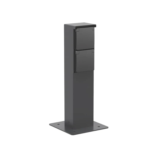 Niko New Hydro tuinpaal randaarde grondpin 83x68mm 2 contactdozen Mat zwart IP55 761-36925