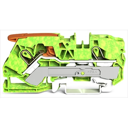 Wago 2-DRAADS AARDKLEM MET HENDEL EN PUSH-IN CAGE CLAMP 10MM² GROEN-GEEL