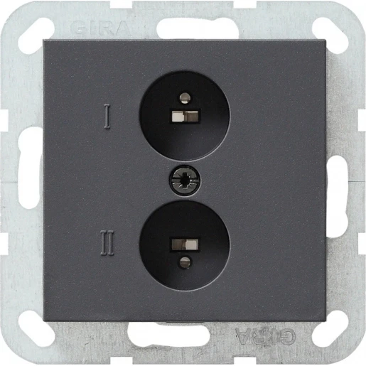 Gira System 55 Wandcontactdoos Luidsprekeraansluiting Basiselement met centrale afdekplaat Zonder label antraciet 040228