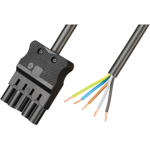 Adels Aansluitsnoer male 5-polig 2,5mm² 300cm zwart (9C28P530)