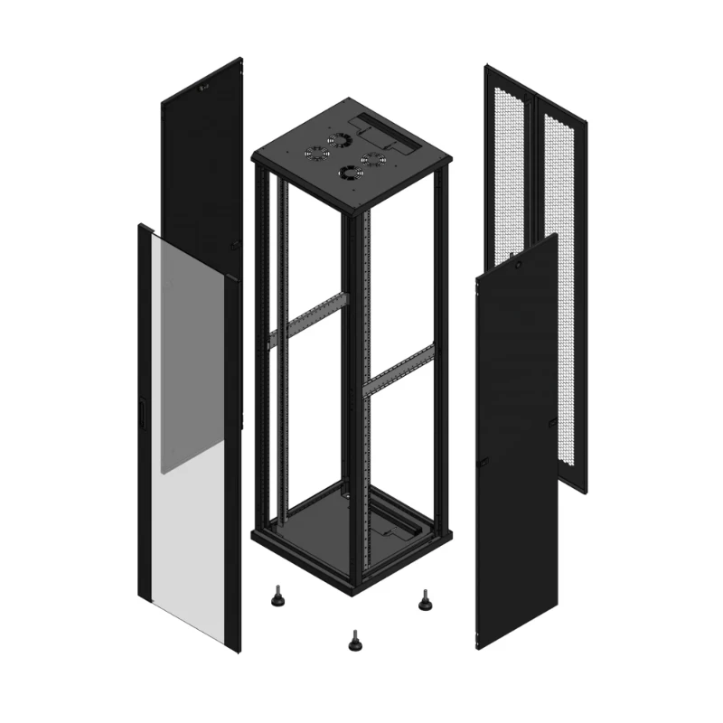 Gigamedia Vloer patchkast AV enkel VER AR dubbel PER 19" 42HE 600x600mm Zwart GGM 704266PVSPPD