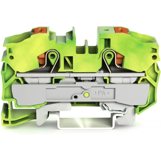Wago 2-draads aardklem Met drukknop 16 mm² groen-geel