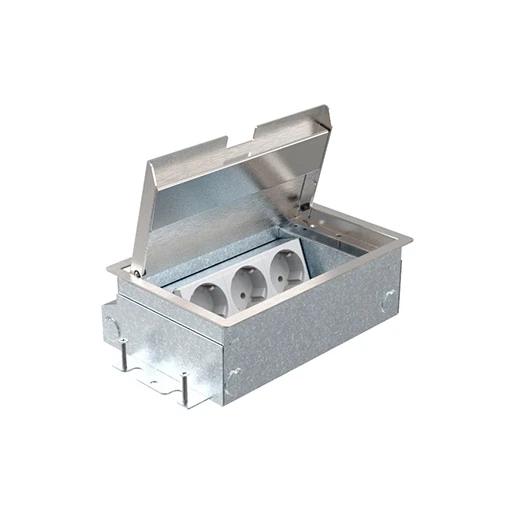 HPL Servicebox+ vloercontactdoos 65mm 3x WCD RVS scharnierklep