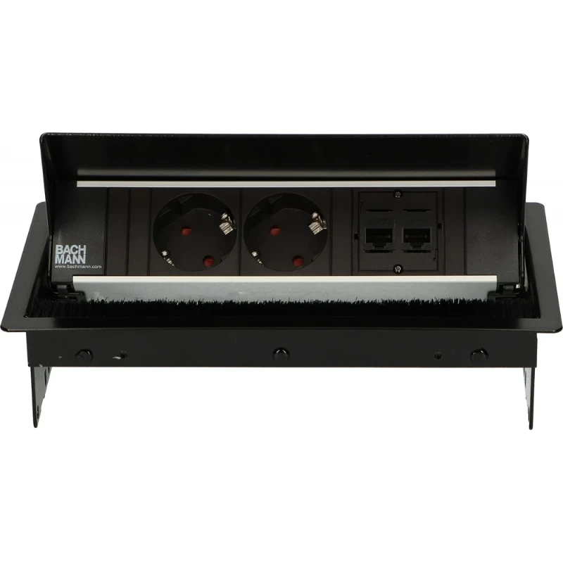 OCS Coni 2x 230V RA + 2x Cat6U b/b 0,2m GST zwart