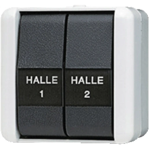 Jung WG 800 impulsdrukker met onderkast maakcontact opbouw serie drukcontact Wip Glanzend grijs RAL 7035 835W