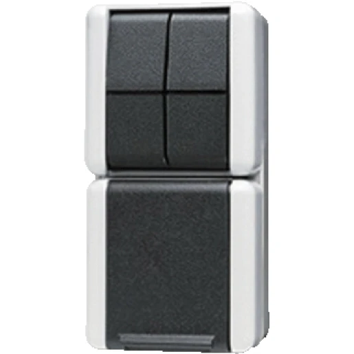 Jung WG 800 combinatie wandcontactdoos serie + ra wissel opbouw grijs IP44 875W