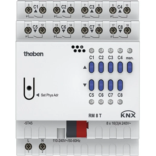 Theben KNX schakel-/jaloezieactor 8/4-voudig (RM 8 T KNX)