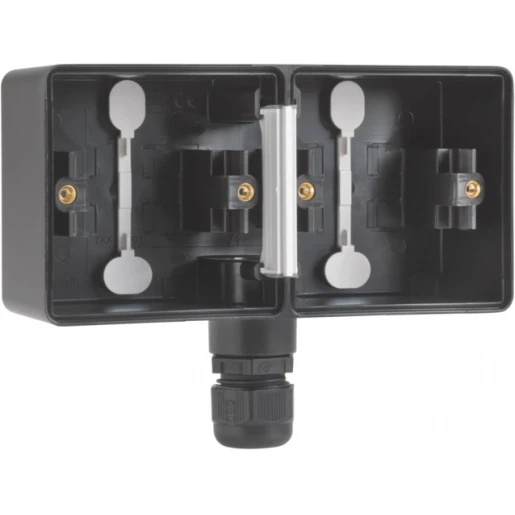 Niko New Hydro Opbouwdoos 1 ingang 2-voudig zwart Horizontaal 761-84851