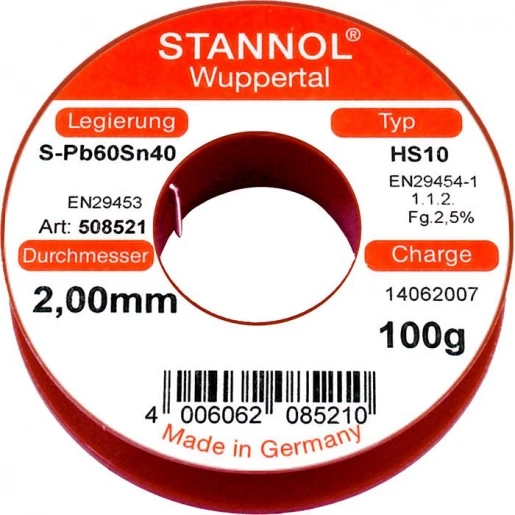 Stannol HS10 Soldeertin S-PB60SN40 508521 100g 2mm 99040540