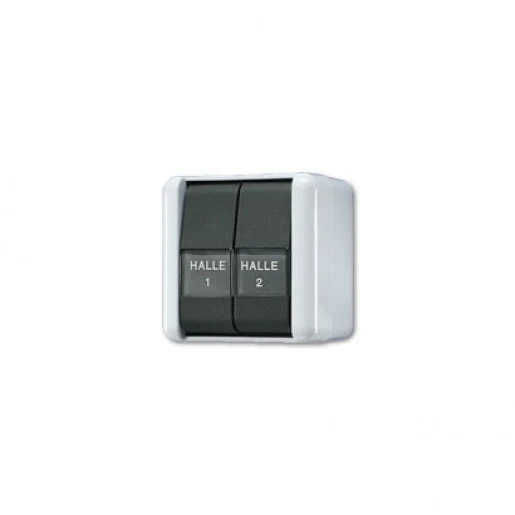 Jung WG 800 impulsdrukker met onderkast maakcontact opbouw serie drukcontact Wip Glanzend grijs RAL 7035 835NAW