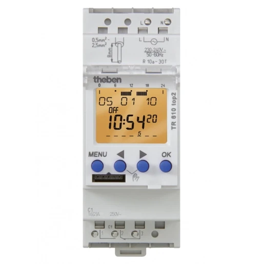 Theben TR610 digitale schakelklok DIN-rail 230 - 240V 1 kanaal 16A AC 6100110