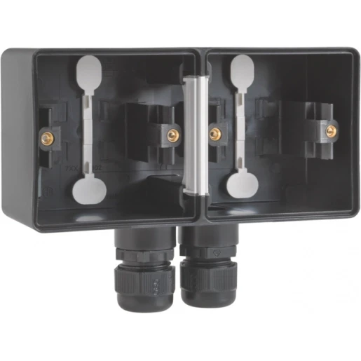 Niko New Hydro Opbouwdoos 2 ingangen 2-voudig zwart Horizontaal 761-84852