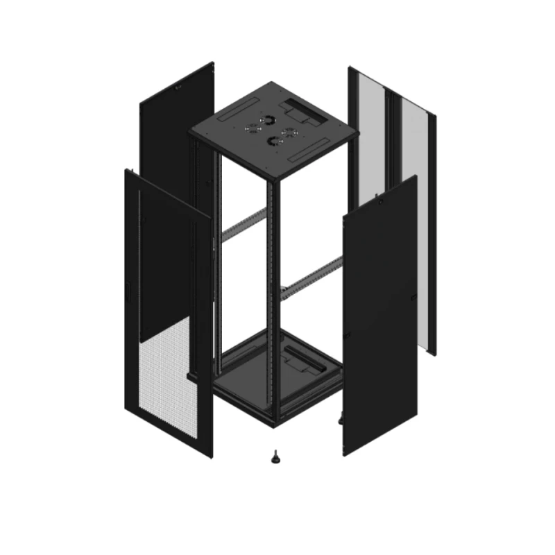 Gigamedia Vloer patchkast AV enkel PER AR dubbel VER 19" 42HE 800x800mm Zwart GGM 704288PPSPVD