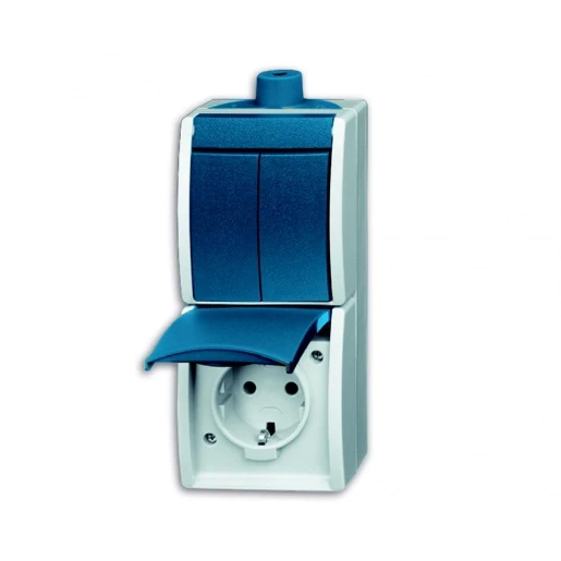 ABB Busch-Jaeger Ocean combinatie wandcontactdoos + ra serie opbouw blauw IP44 2CKA001684A0324