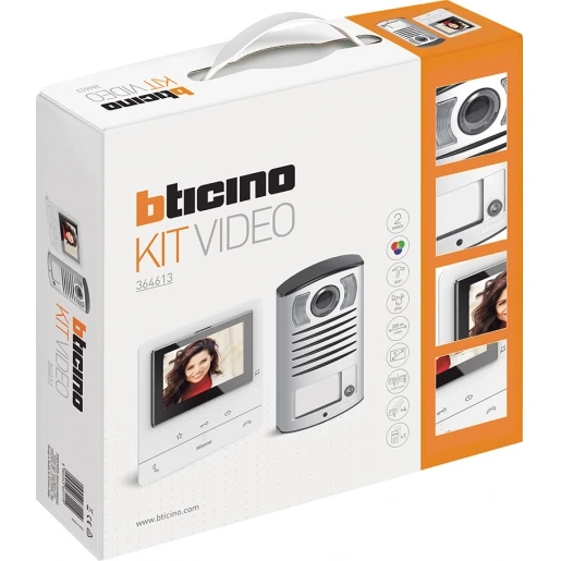 Bticino Classe 100 videokit linea 2000 1 drukknop 1 binnenpost grijs BT364613