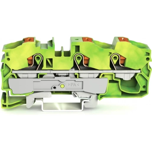 Wago 3-draads aardklem Met drukknop 16 mm² groen-geel