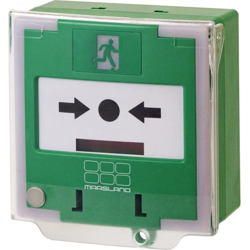 Maasland Security alarmdrukknop PRO groen LED 3-polig inclusief afdekraam