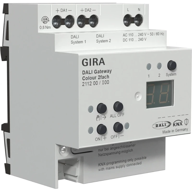 Gira dali gateway kleur 2-voudig din-rail knx secure Dimbaar Dali 211200