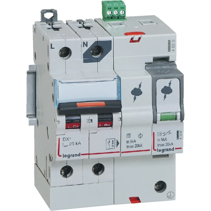 Legrand Overspanningsbeveiliger OSB type T2 - 1P+N - Imax 20kA - Up 2,5kV - Uc 320Vac - 4 mod - beveiligd 25kA