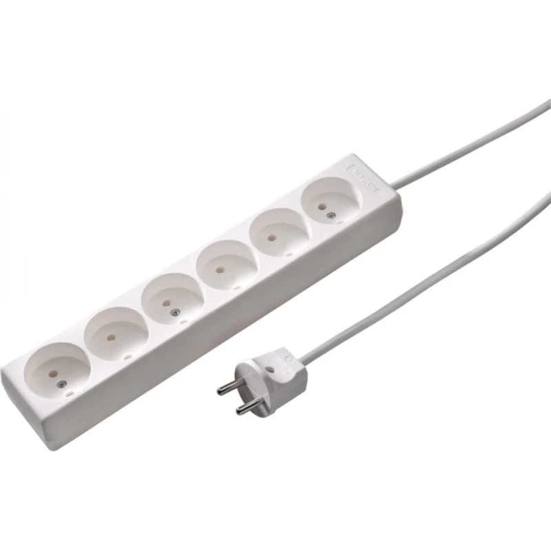 Martin Kaiser Contactdooscombinatie 6-voudig ongeaard kalkwit snoer 1,5m
